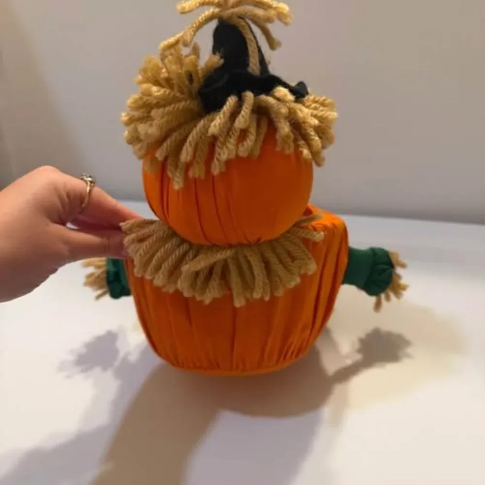 Vintage Pumpkin Scarecrow Wicker Candy Basket Halloween Decor Bowl Y2K Cozy Prim